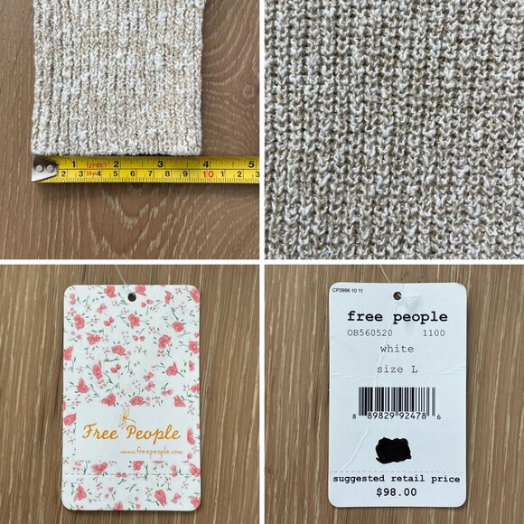 Free People Sweater Women Large Electric City Pullover Knit White Beige OB560520 - Picture 12 of 13